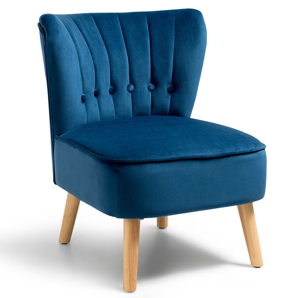 Armless Accent Chair, Tufted Velvet, Blue Accent Chairs at Gallery Canada