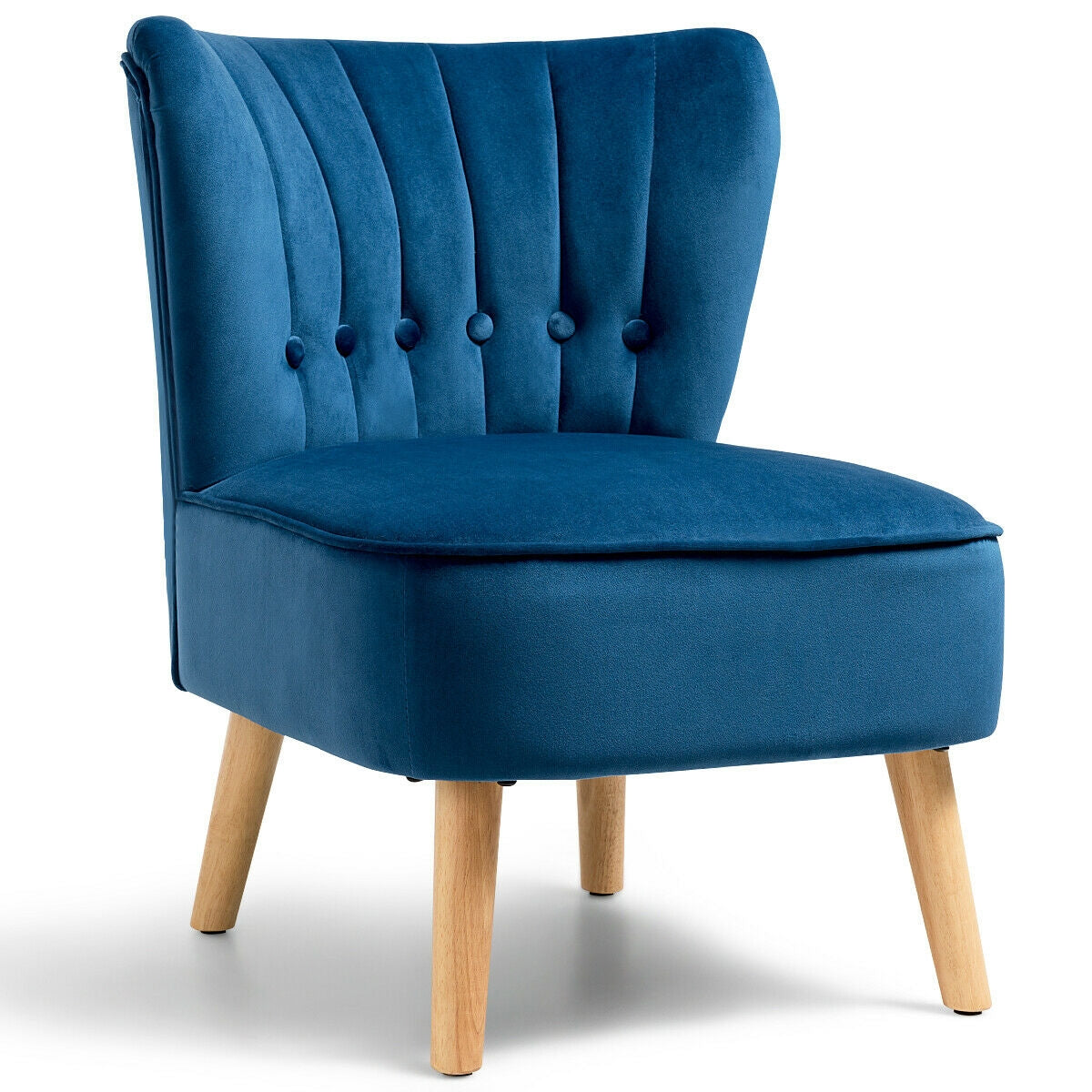 Armless Accent Chair, Tufted Velvet, Blue Accent Chairs Blue at Gallery Canada