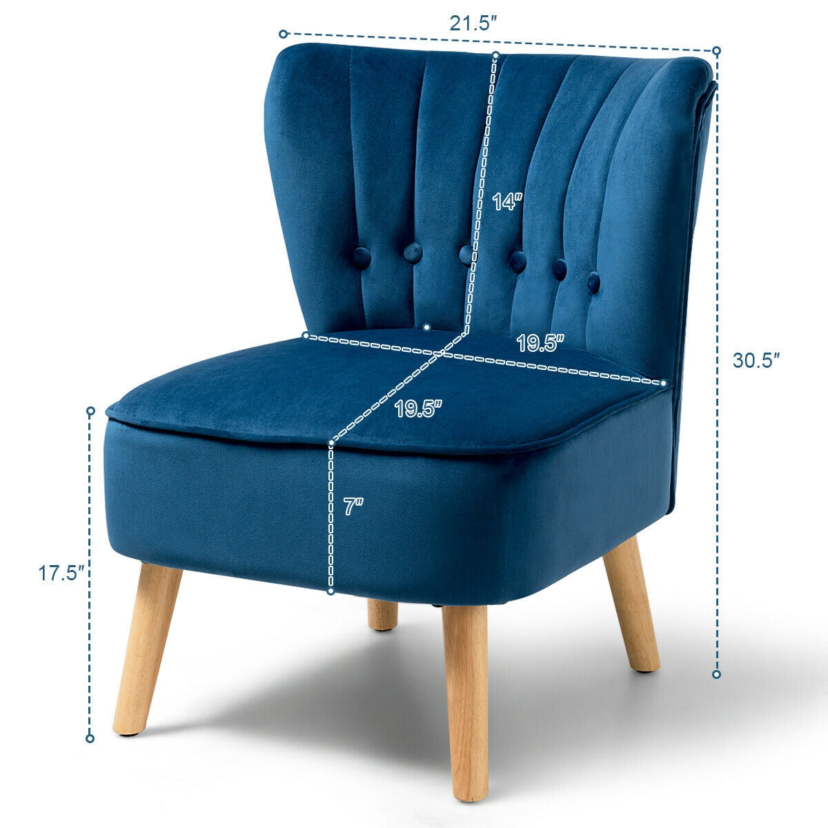 Armless Accent Chair, Tufted Velvet, Blue Accent Chairs at Gallery Canada