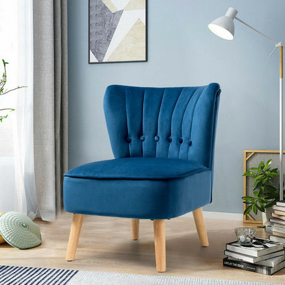 Armless Accent Chair, Tufted Velvet, Blue Accent Chairs at Gallery Canada