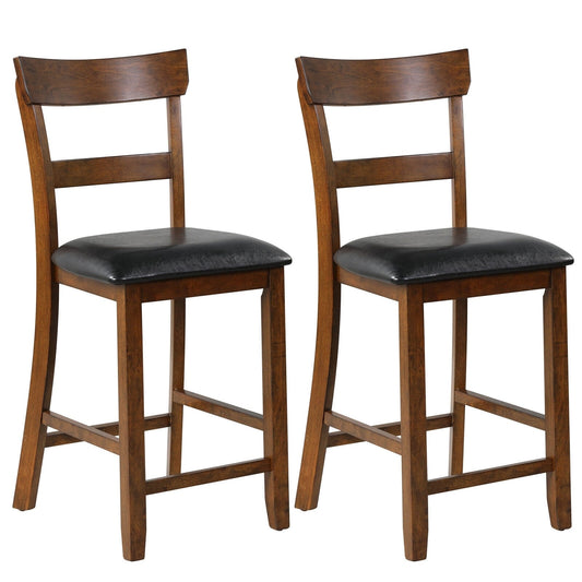 2-Piece Counter Height Chair Set, Leather Seat, Rubber Wood Legs, Brown Bar Stools Brown at Gallery Canada