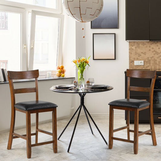 2-Piece Counter Height Chair Set, Leather Seat, Rubber Wood Legs, Brown Bar Stools Brown at Gallery Canada