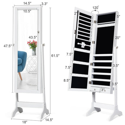 Lockable Mirrored Jewelry Cabinet Armoire, White Jewelry Armoires at Gallery Canada