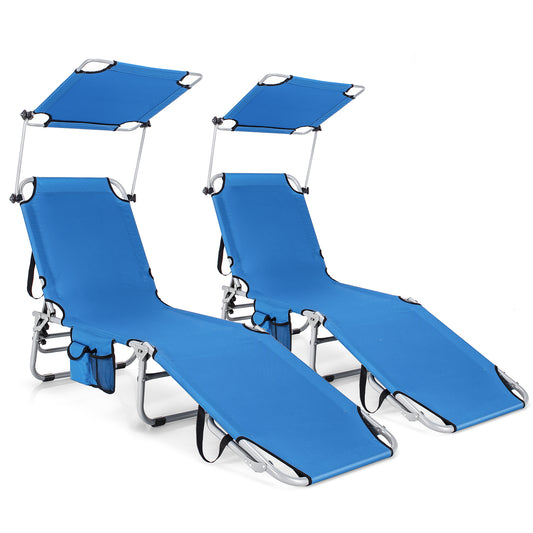 Adjustable Outdoor Recliner With Sun Shade, Navy Outdoor Chaise Lounges Navy at Gallery Canada