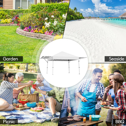 17 Feet x 10 Feet Foldable Pop Up Canopy, Adjustable Instant Sun Shelter, White Canopies at Gallery Canada