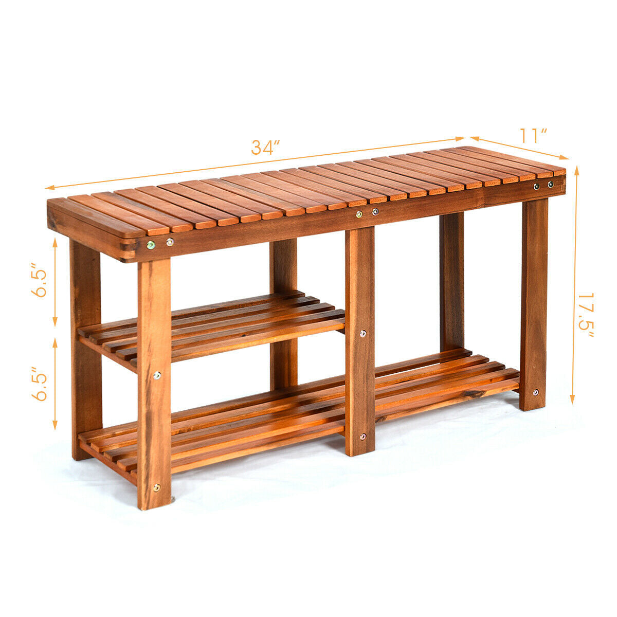 3-Tier Wooden Shoe Organizer With Seat, Natural Shoe Racks & Storage Benches at Gallery Canada