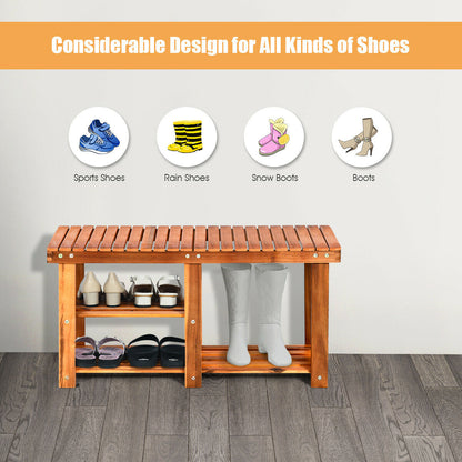 3-Tier Wooden Shoe Organizer With Seat, Natural Shoe Racks & Storage Benches at Gallery Canada