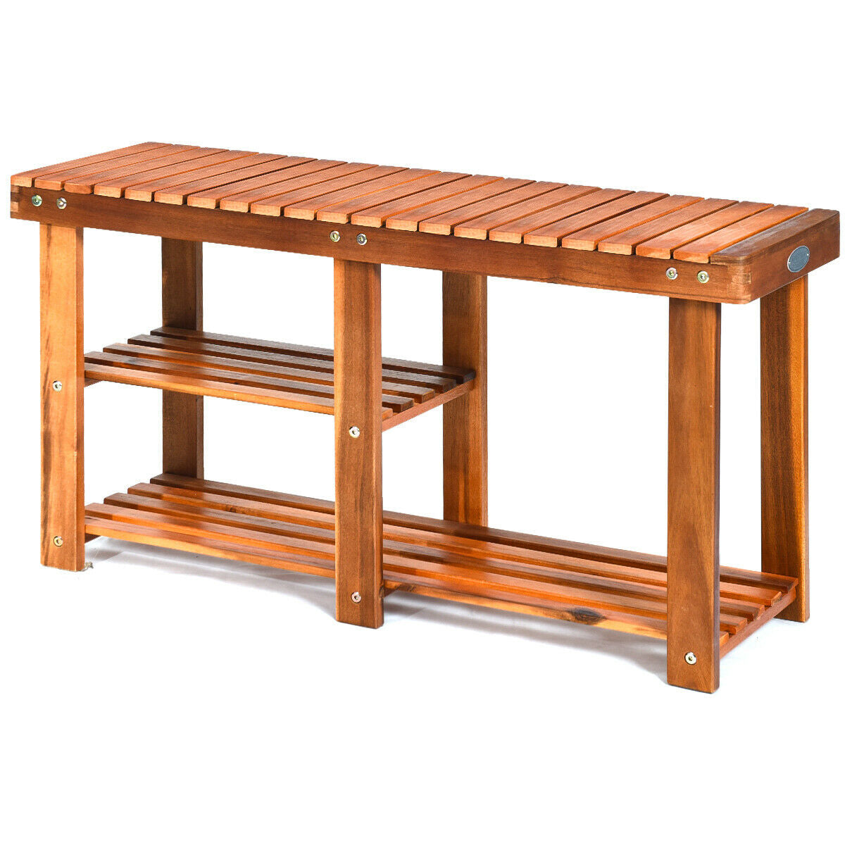 3-Tier Wooden Shoe Organizer With Seat, Natural Shoe Racks & Storage Benches at Gallery Canada