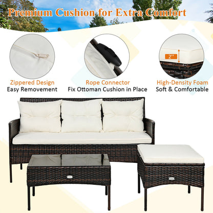 Patio Furniture Sectional Set, 3 Pieces, 5 Cushions, White Patio Conversation Sets at Gallery Canada