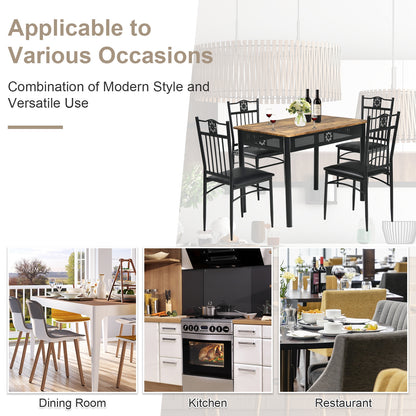 5 Pcs Dining Set, Wood Metal Table, 4 Chairs, Cushions, Black Dining Room Sets at Gallery Canada