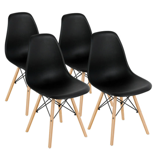 Set Of 4 Modern Dining Side Chairs, Wood Legs, Black Dining Chairs Black at Gallery Canada