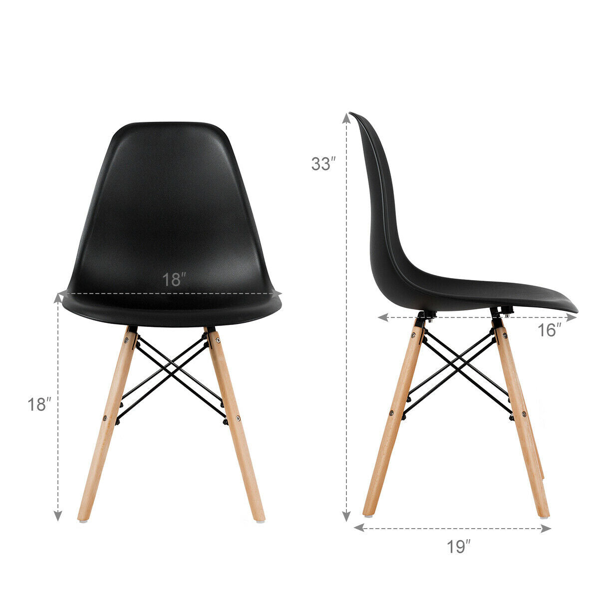 Set Of 4 Modern Dining Side Chairs, Wood Legs, Black Dining Chairs at Gallery Canada
