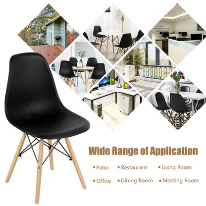 Set Of 4 Modern Dining Side Chairs, Wood Legs, Black Dining Chairs at Gallery Canada