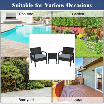Outdoor Rattan Patio Conversation Set, 3 Pieces, Gray Patio Conversation Sets at Gallery Canada