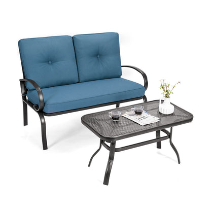 Patio Outdoor Cushioned Coffee Table Seat, Blue Patio Conversation Sets at Gallery Canada