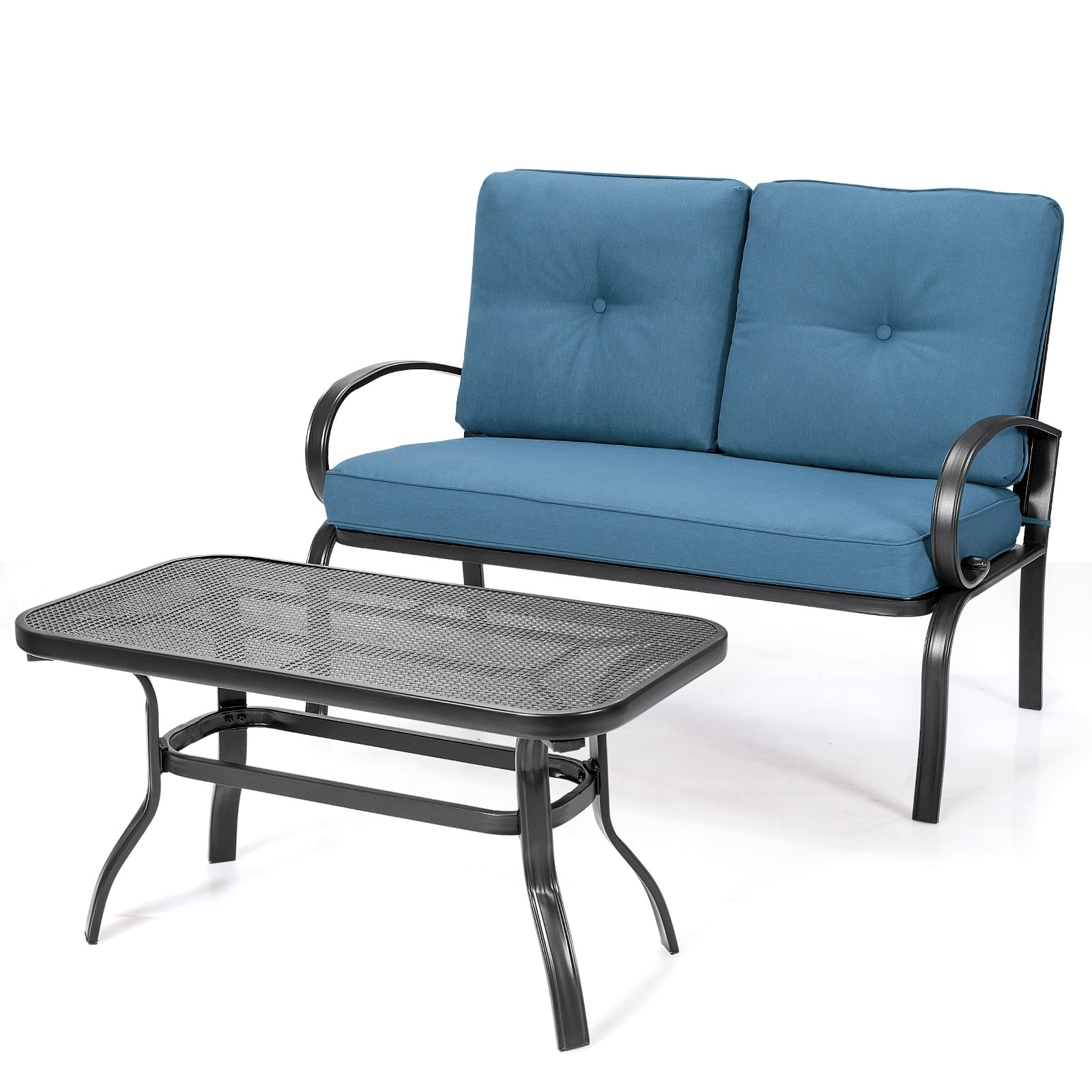 Patio Outdoor Cushioned Coffee Table Seat, Blue Patio Conversation Sets at Gallery Canada