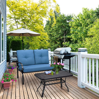 Patio Outdoor Cushioned Coffee Table Seat, Blue Patio Conversation Sets at Gallery Canada