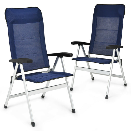 Patio Dining Chair, Adjustable Headrest, 2-Piece Set, Blue Patio Dining Chairs Blue at Gallery Canada