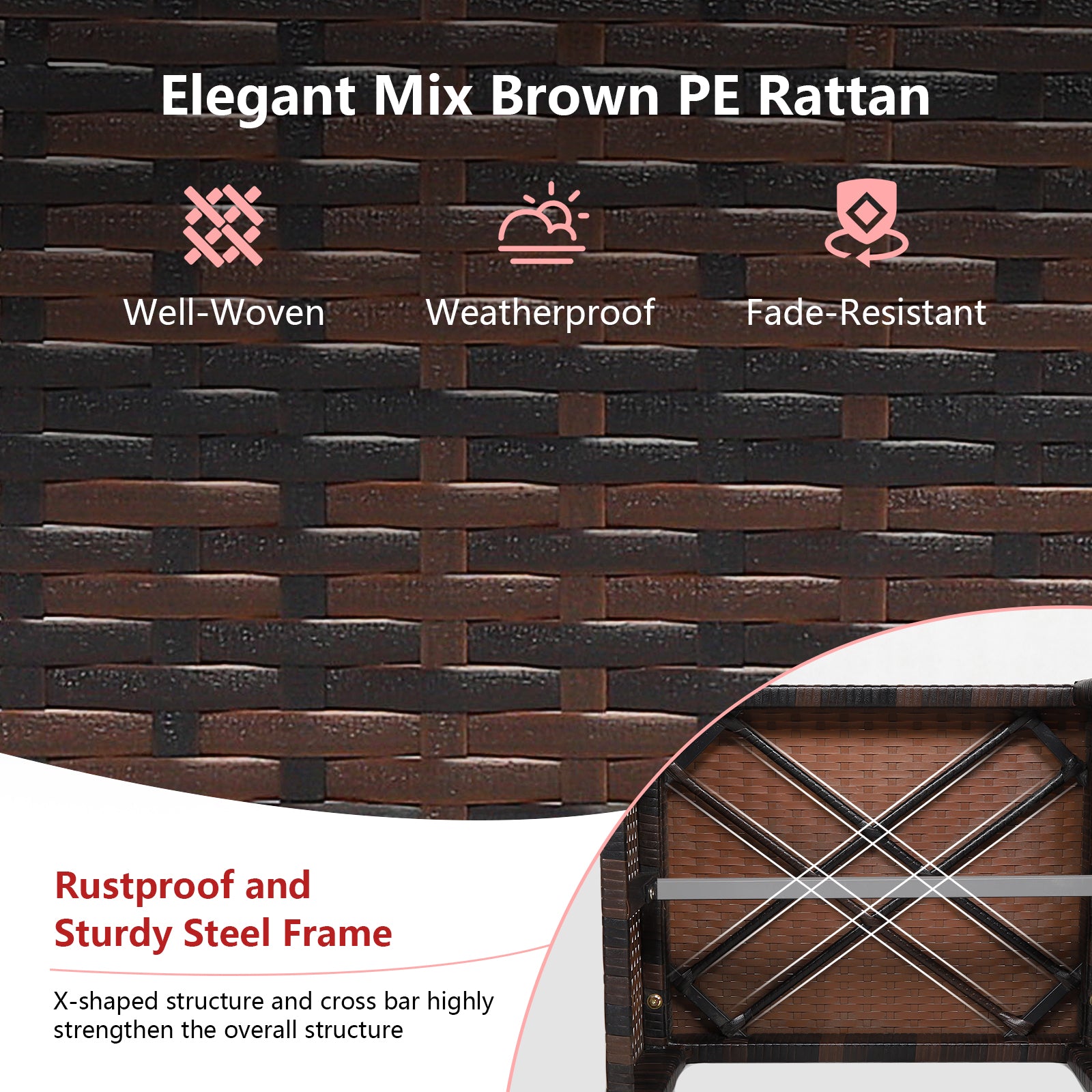 Patio Rattan Ottoman, Soft Cushion, 2 Pieces, Red Outdoor Seating & Patio Chairs at Gallery Canada