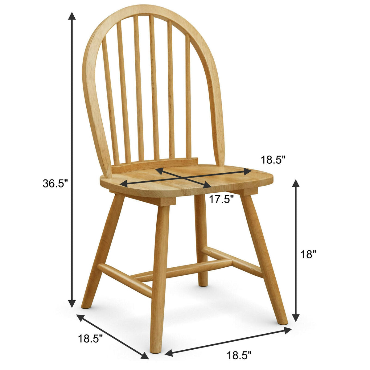 Vintage Windsor Wood Chair Set, Spindle Back, Natural Dining Chairs at Gallery Canada