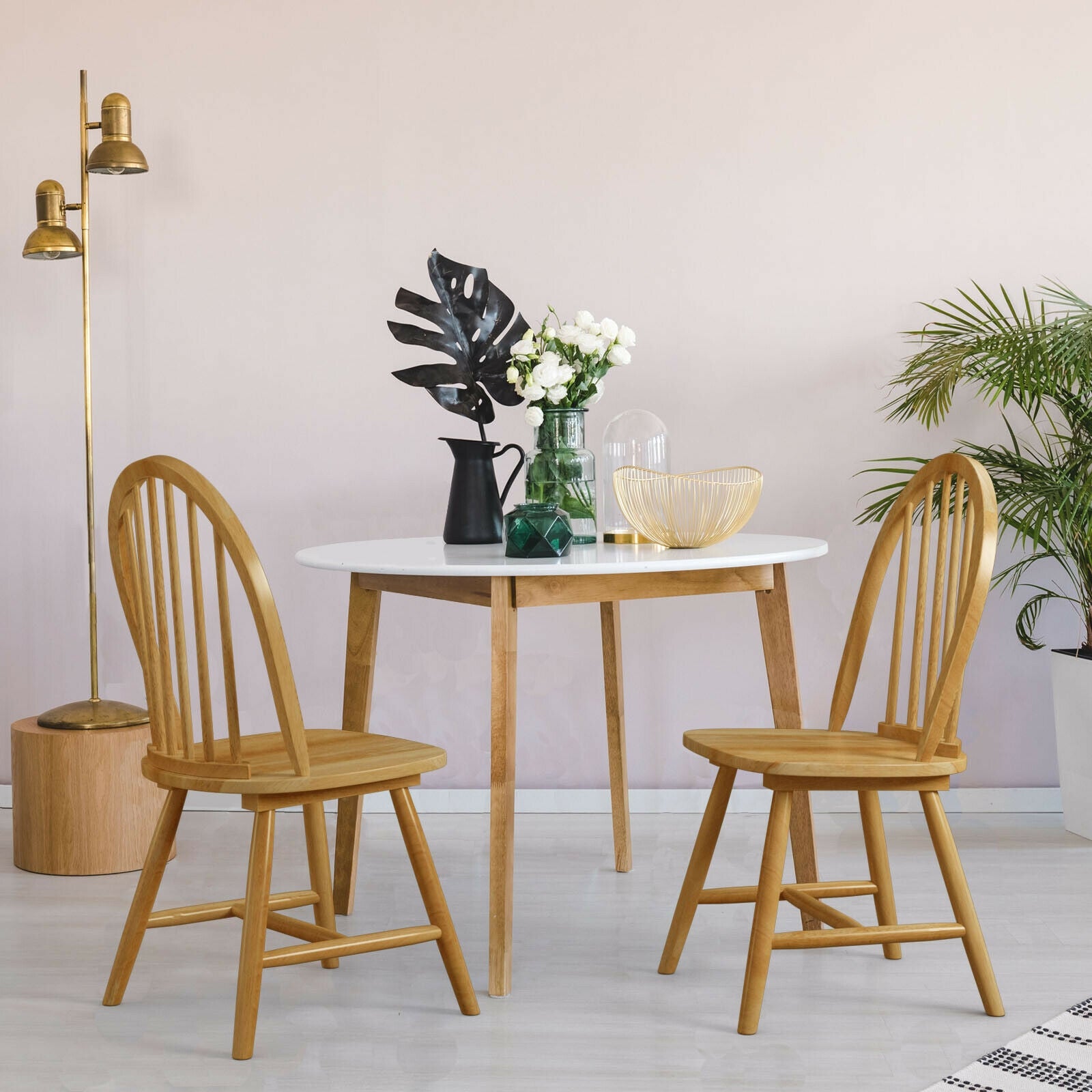 Vintage Windsor Wood Chair Set, Spindle Back, Natural Dining Chairs at Gallery Canada
