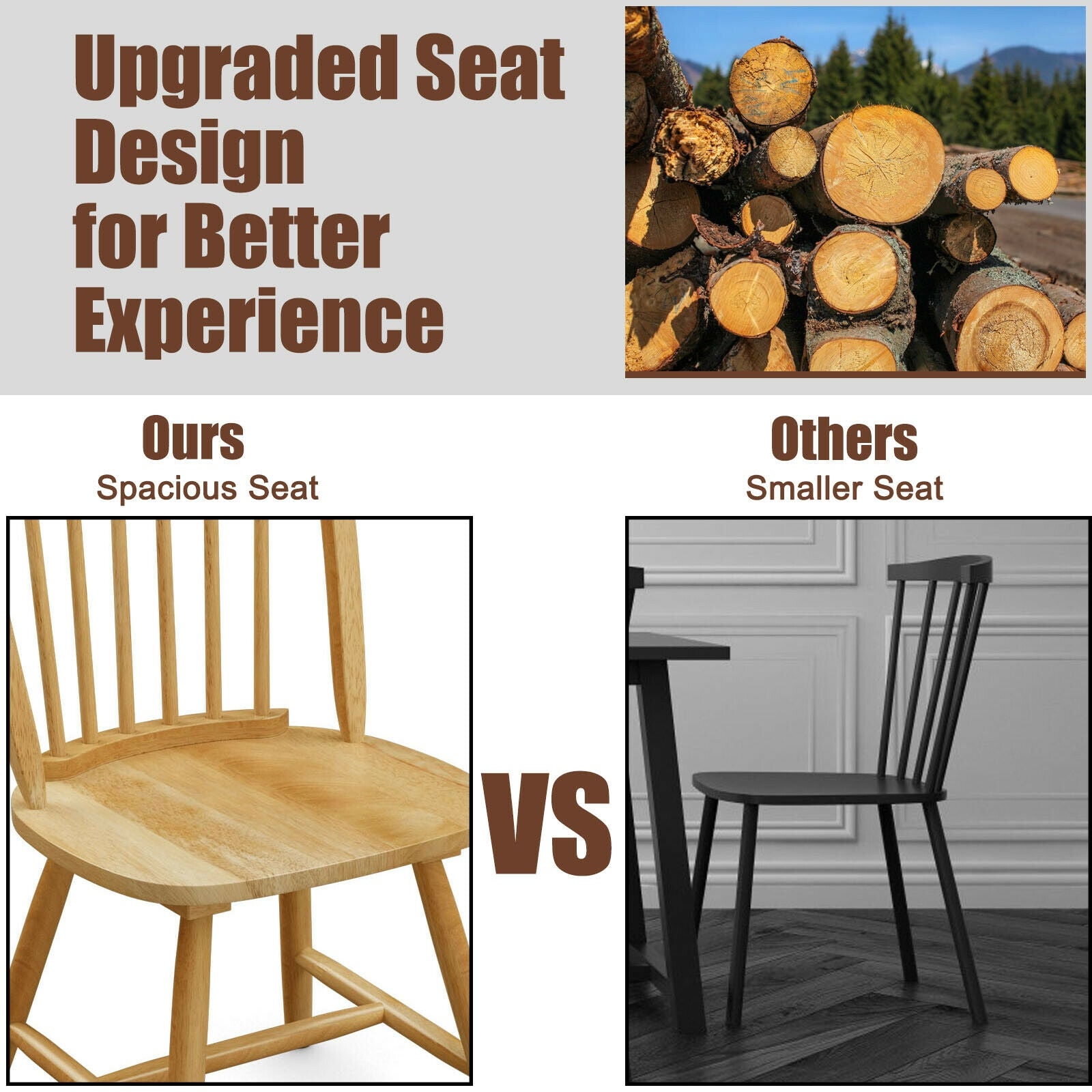 Vintage Windsor Wood Chair Set, Spindle Back, Natural Dining Chairs at Gallery Canada