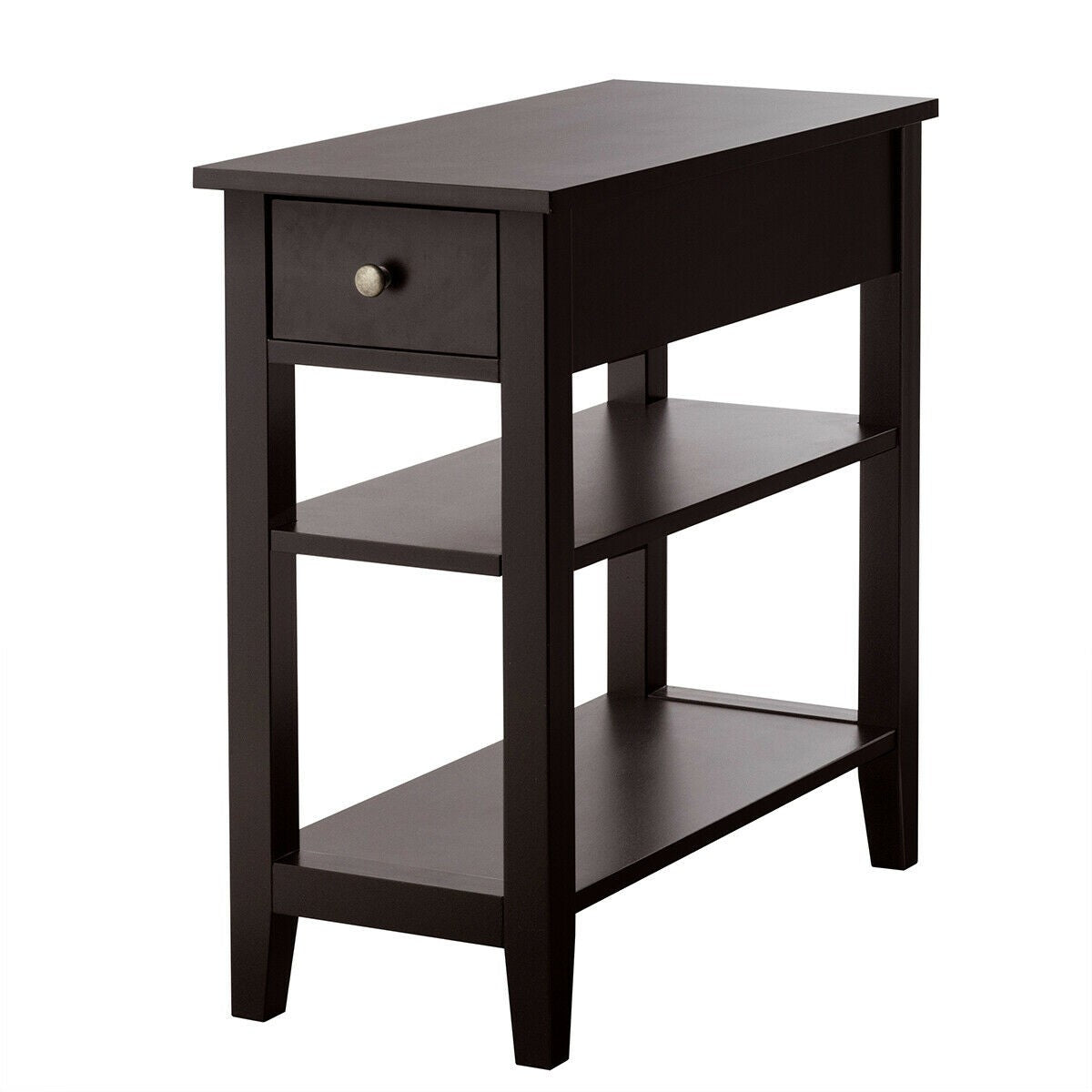 3-Tier Nightstand, Double Shelves Drawer, Brown Nightstands at Gallery Canada