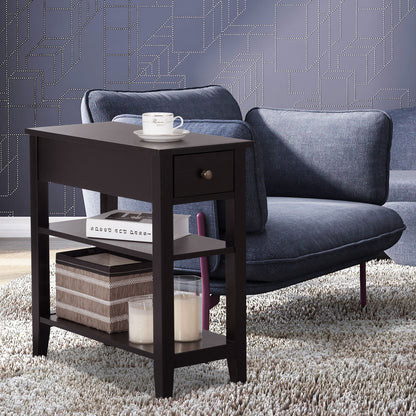 3-Tier Nightstand, Double Shelves Drawer, Brown Nightstands at Gallery Canada