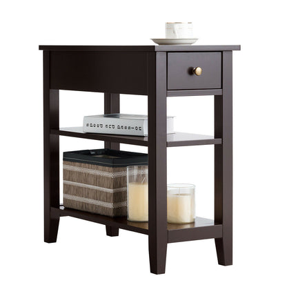 3-Tier Nightstand, Double Shelves Drawer, Brown Nightstands at Gallery Canada