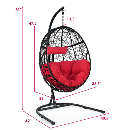 Hanging Cushioned Hammock Chair With Stand, Red Hammocks at Gallery Canada