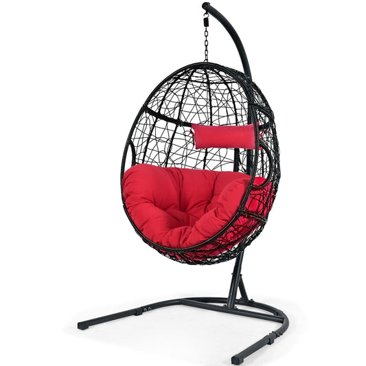 Hanging Cushioned Hammock Chair With Stand, Red Hammocks Red at Gallery Canada