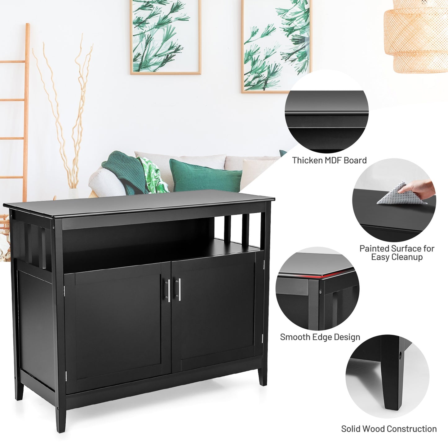 Modern Wooden Kitchen Lockers, Large Storage Space, Black Sideboards Cabinets & Buffets at Gallery Canada