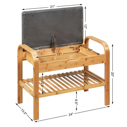 Bamboo Shoe Rack Bench With Storage Shelf, Natural Shoe Racks & Storage Benches at Gallery Canada