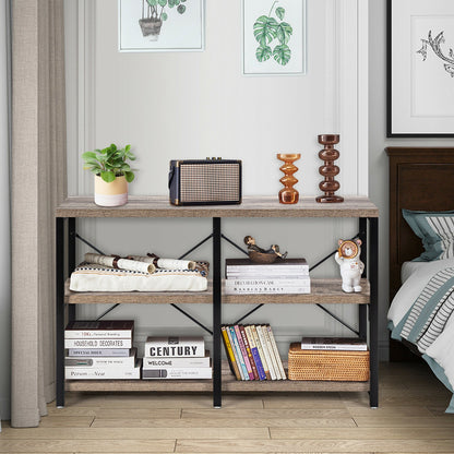 3 Tier 47 Inch Console Metal Frame Sofa Table, Natural Console Tables at Gallery Canada