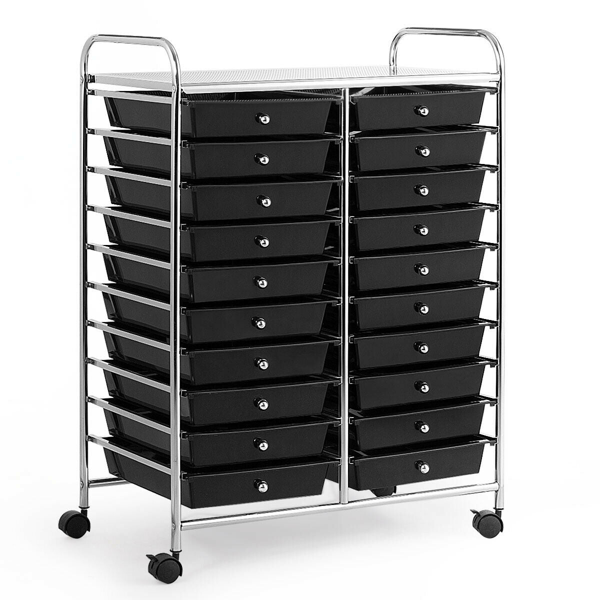 20 Drawers Rolling Cart Storage Organizer, Black File Cabinets at Gallery Canada