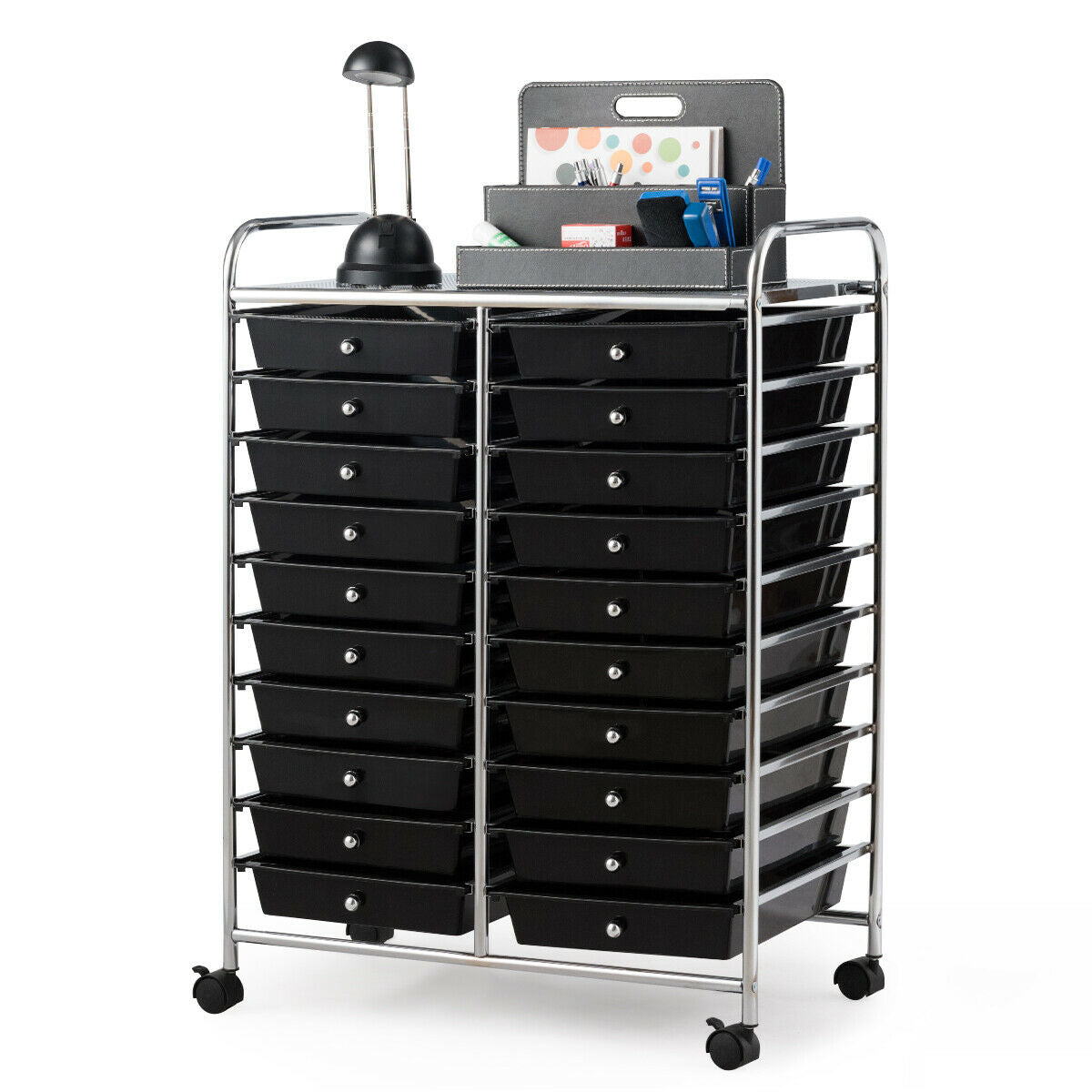 20 Drawers Rolling Cart Storage Organizer, Black File Cabinets Black at Gallery Canada