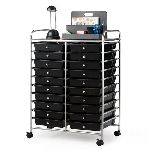 20 Drawers Rolling Cart Storage Organizer, Black