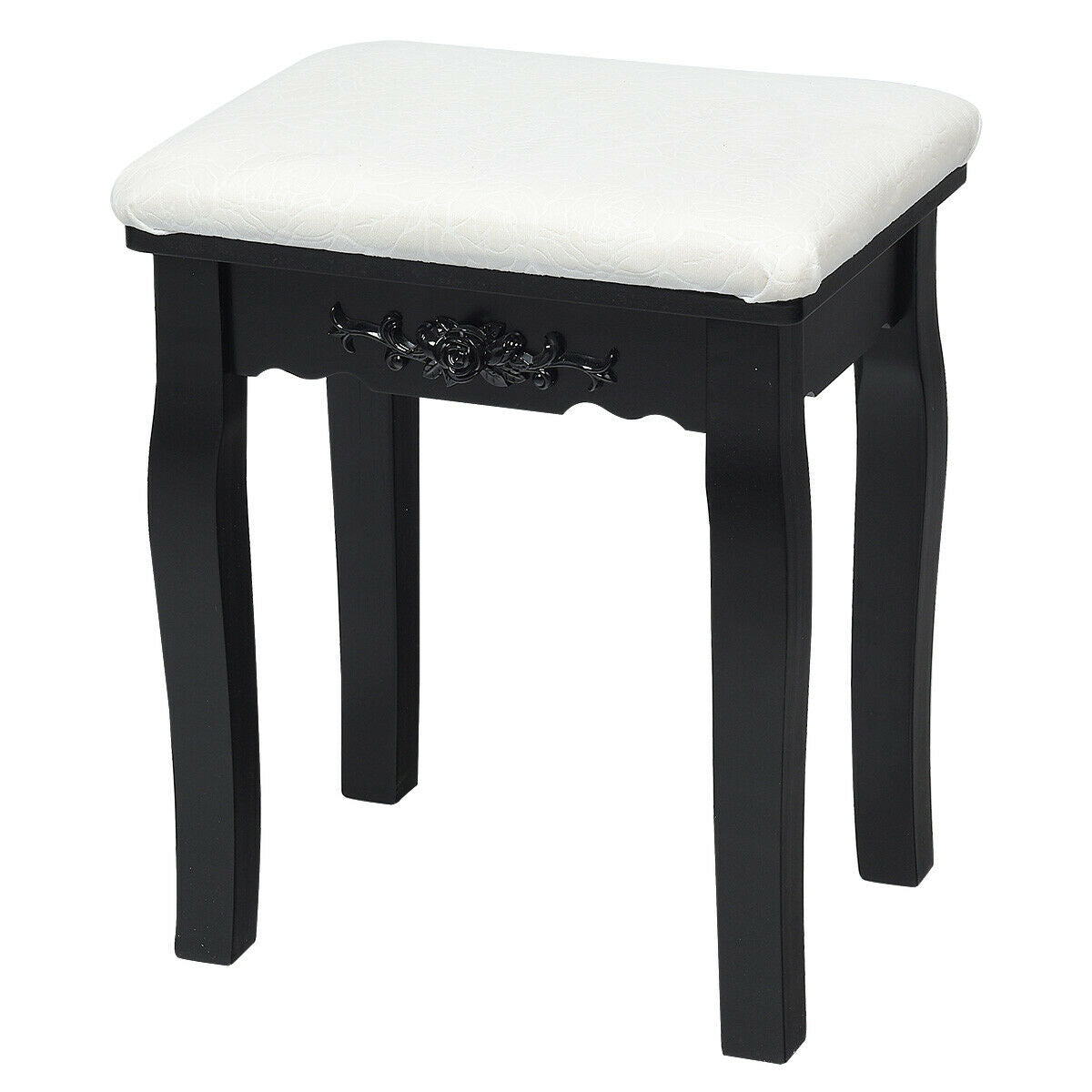 10 Dimmable Lights Vanity Table Set, Lighted Mirror, Cushioned Stool, Black Makeup Vanities at Gallery Canada