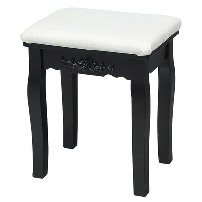 10 Dimmable Lights Vanity Table Set, Lighted Mirror, Cushioned Stool, Black Makeup Vanities at Gallery Canada