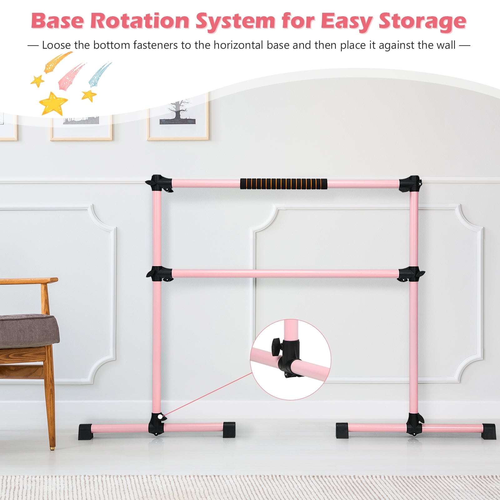 4 Feet Portable Ballet Barre, Adjustable Height, Pink Yoga Accessories at Gallery Canada