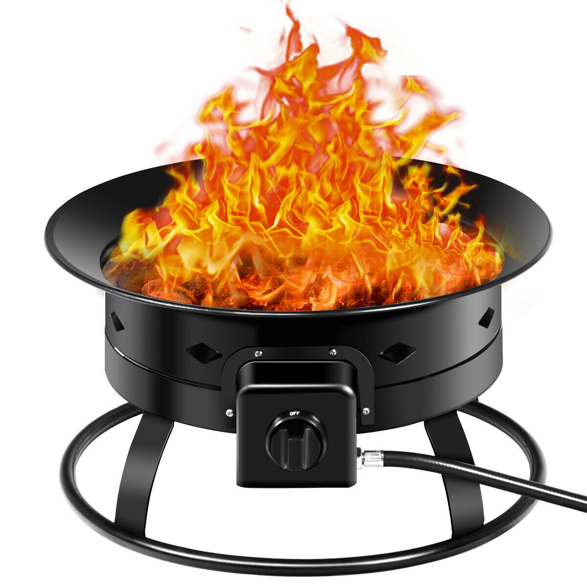58,000 BTU Firebowl Outdoor Portable Propane Fire Pit, Black Fire Pits Black at Gallery Canada