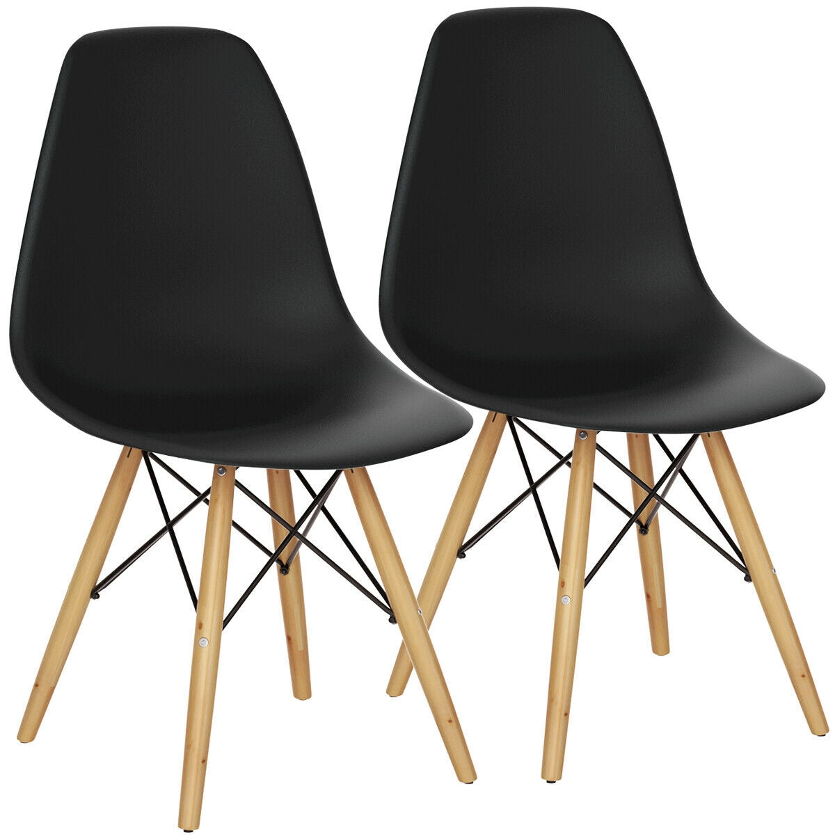 Set Of 2 Mid-Century Modern Dining Side Chairs, Black, Dark Dining Chairs Black at Gallery Canada