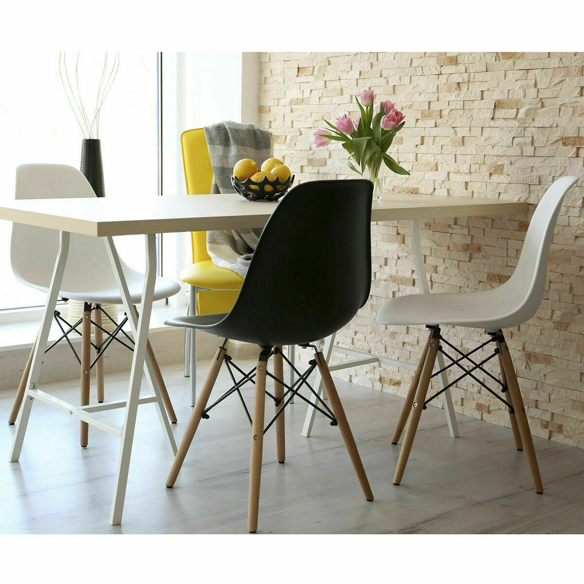 Set Of 2 Mid-Century Modern Dining Side Chairs, White Dining Chairs at Gallery Canada
