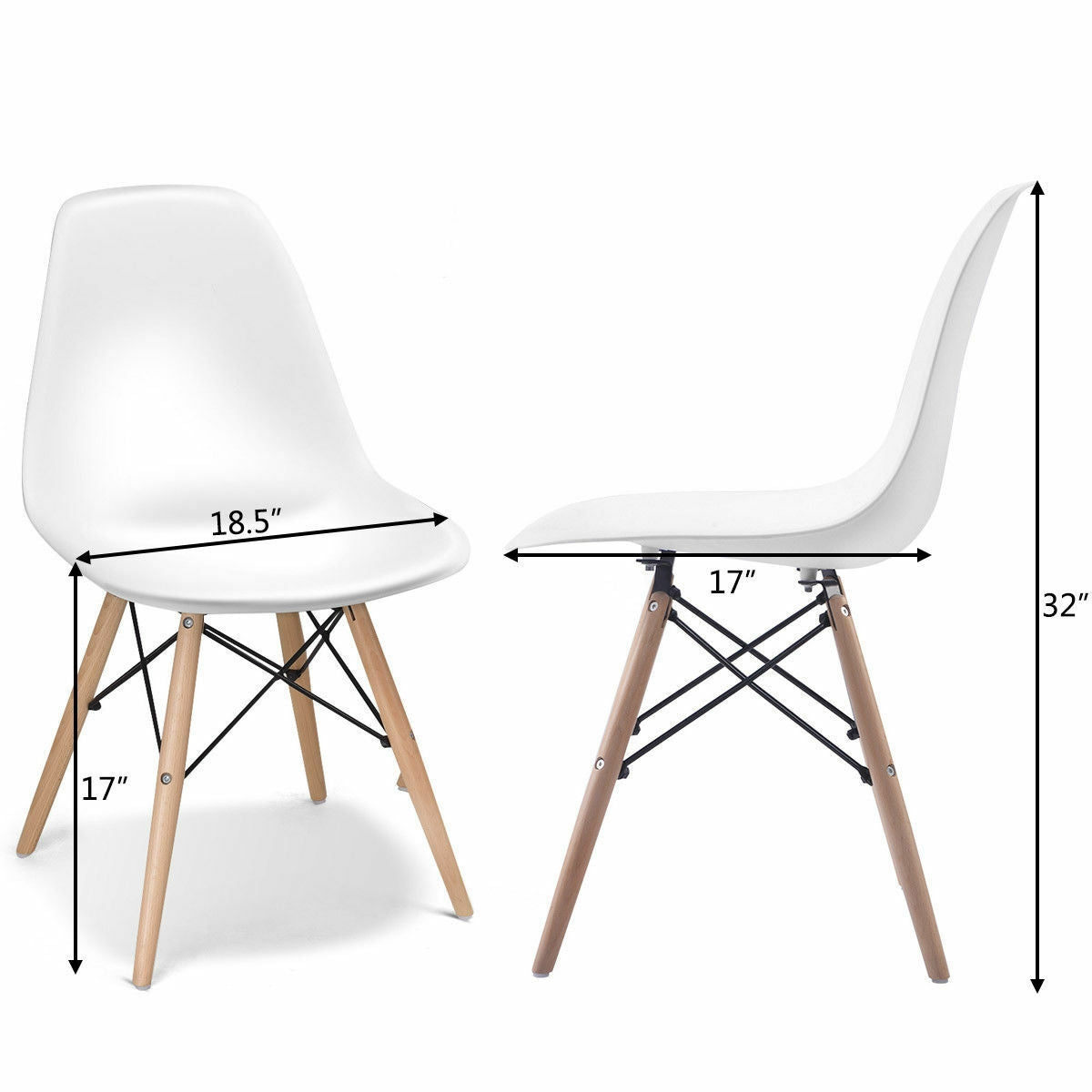 Set Of 2 Mid-Century Modern Dining Side Chairs, White Dining Chairs at Gallery Canada