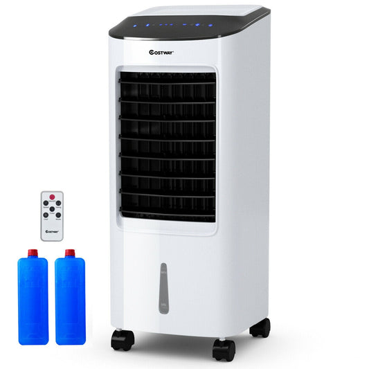 Portable Air Cooler Fan Humidifier, Remote Control, White, Black Air Coolers Black & White at Gallery Canada