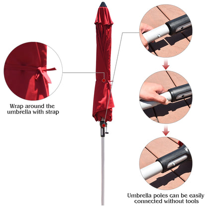 9 Feet Patio Umbrella, Aluminum Pole, Dark Red Outdoor Umbrellas at Gallery Canada