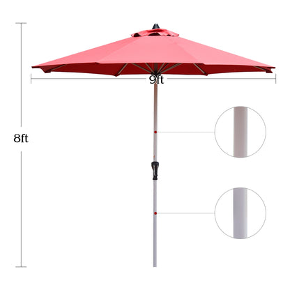 9 Feet Patio Umbrella, Aluminum Pole, Dark Red Outdoor Umbrellas at Gallery Canada