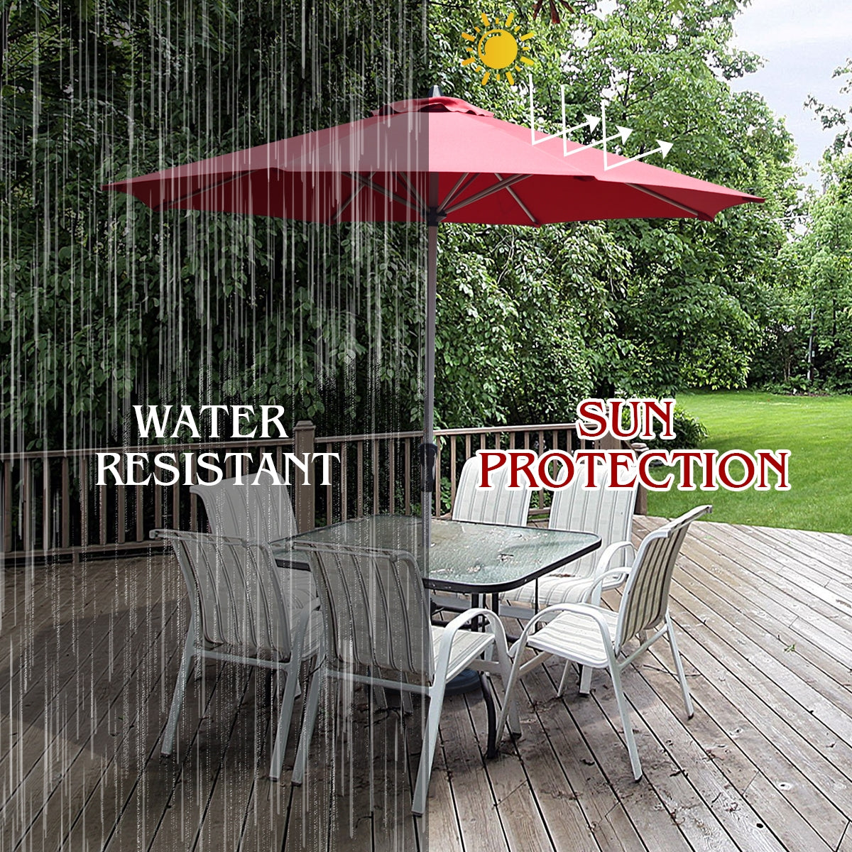 9 Feet Patio Umbrella, Aluminum Pole, Dark Red Outdoor Umbrellas at Gallery Canada