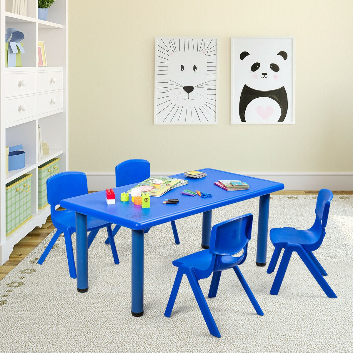 Kids Plastic Rectangular Play Table, Blue Kids Table & Chair Sets at Gallery Canada