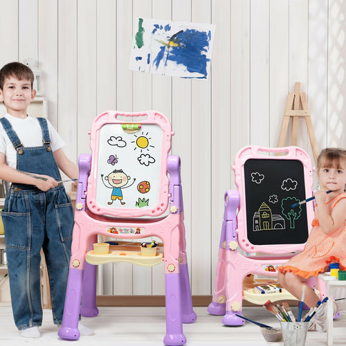 Kids Art Easel, Magnetic Double Sided Board, Pink